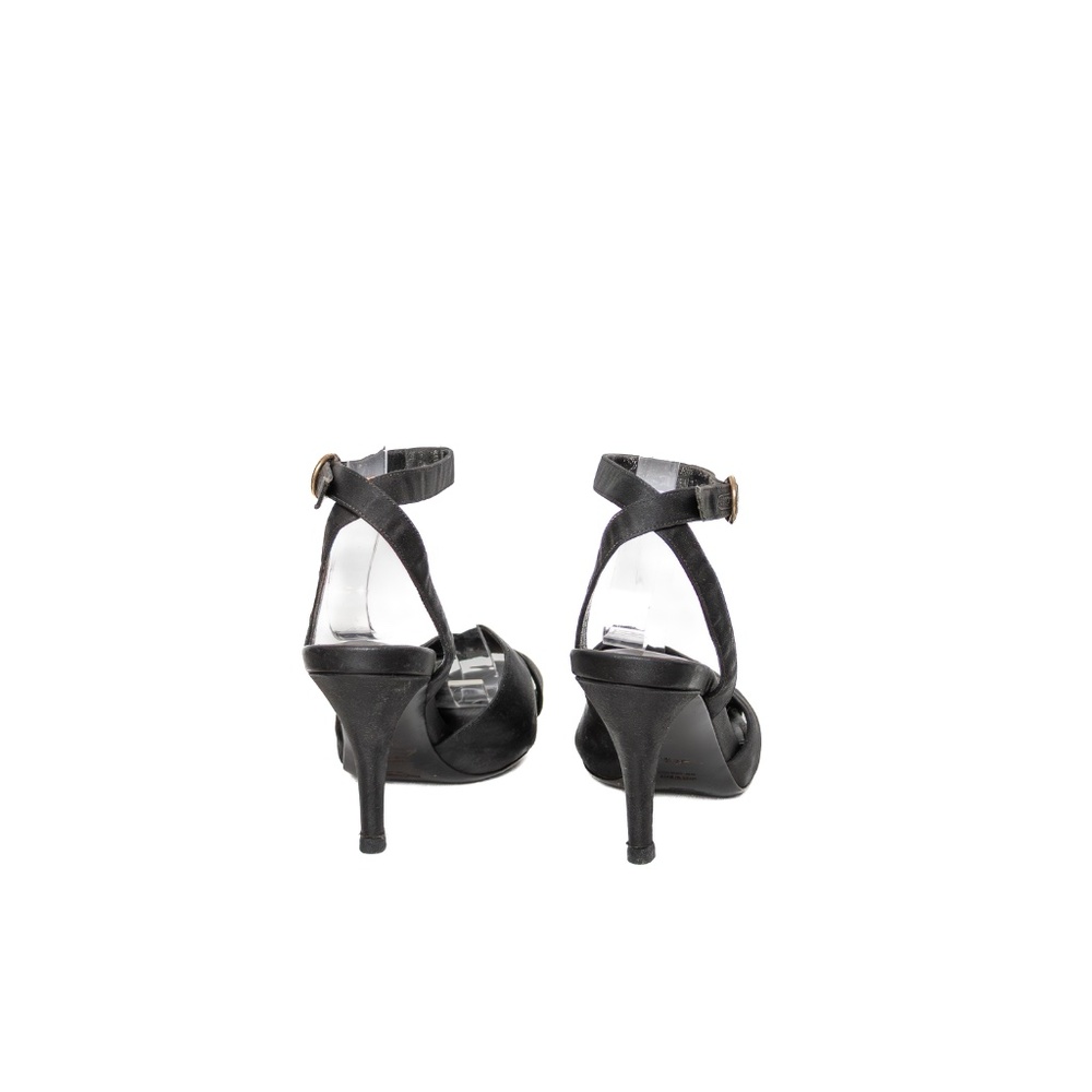 Vintage Yves Saint Laurent Black Satin Ankle Strap High Heel Sandals – Size 36.5 - Picture 6 of 9